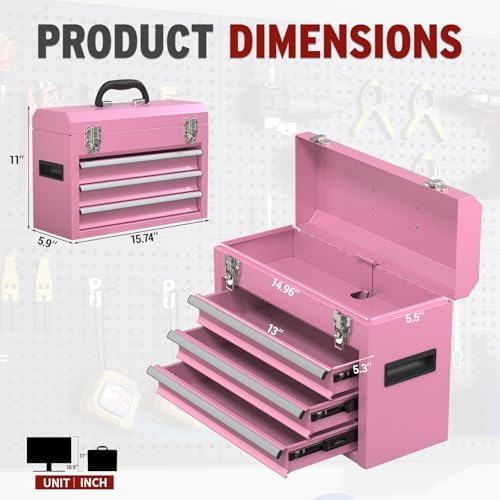 3 drawers small tool box, portable 3 drawer shown in use