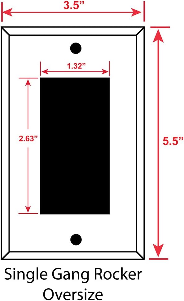 OVERSIZED 1 Gang Rocker - Decorator Black Metal Wall Plate - Steel Switch Plate for Decorator Style Light Switches, GFCI, Electrical Outlets, Black - UL Listed, 5.5" x 3.5" - Made in USA - 10 Pack