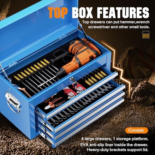 oakcloud heavy-duty 5-drawer rolling tool chest & cabinet on a desk or shelf