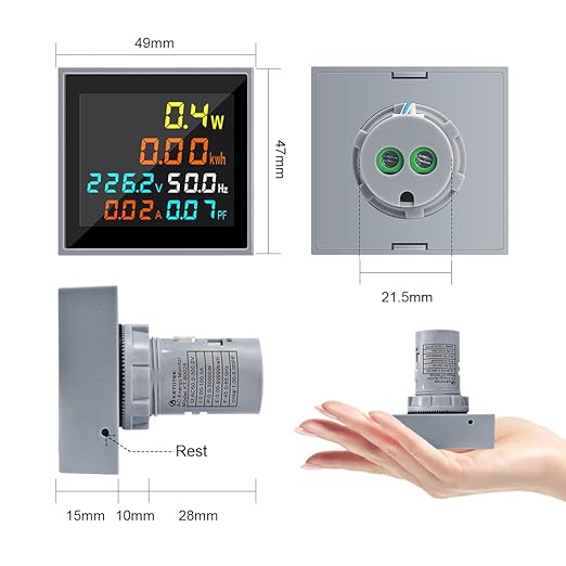 KETOTEK AC Current Voltage Amperage 6in1 Power Energy Monitor LCD Digital - Image 4