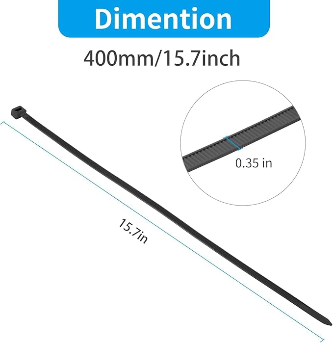 XINGO 16 Inch Black Large Zip Ties Heavy Duty 500 Pack, 200 LBS Ultra Strong - Image 2