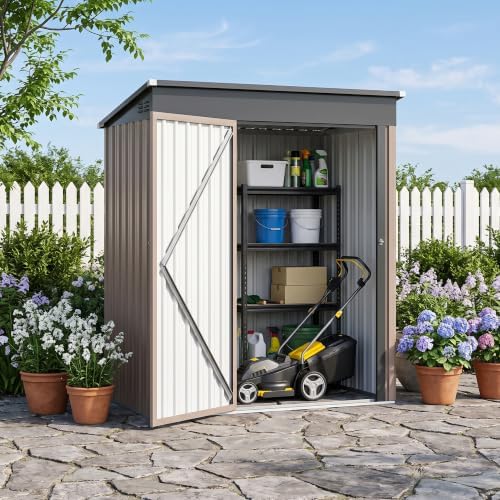 3 ft outdoor storage shed, waterproof metal garden on a desk or shelf