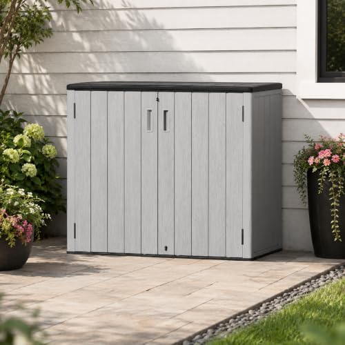 addok outdoor storage cabinet, 37 cu.ft horizontal resin on a desk or shelf