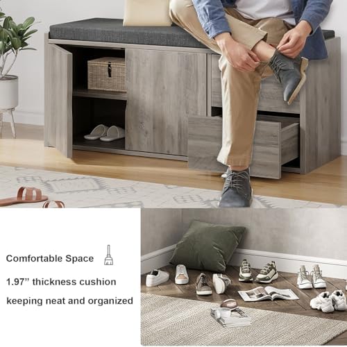 lvb 2-tier storage bench with padded cushion, entryway, package contents