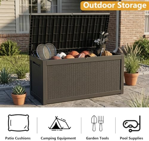380 gallon outdoor storage box waterproof lockable deck, package contents