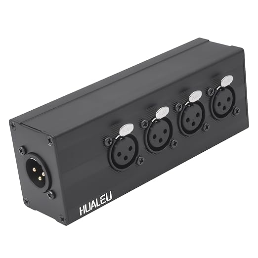 HUALEU 3Pin XLR 1 Male to 4 Female Splitter, 4WAY XLR Four-Input and one-Output by HUALEU