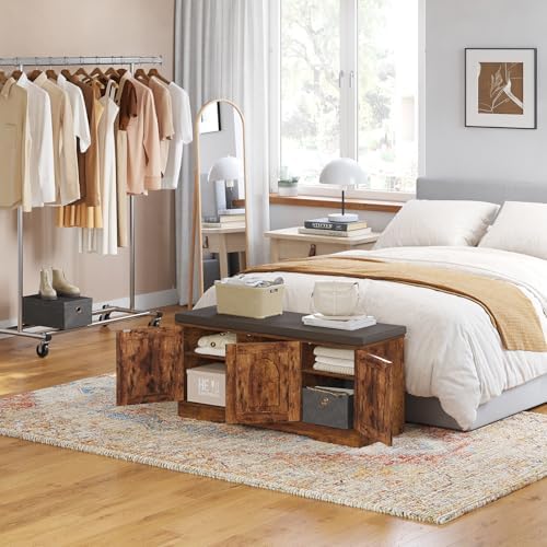 dinzi lvj shoe storage bench with cushion, door, side view