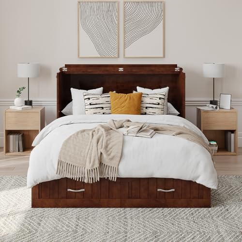 afi, southampton murphy bed chest full with 6", side view