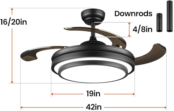 42 Inch Black Modern Ceiling Fan - Image 2