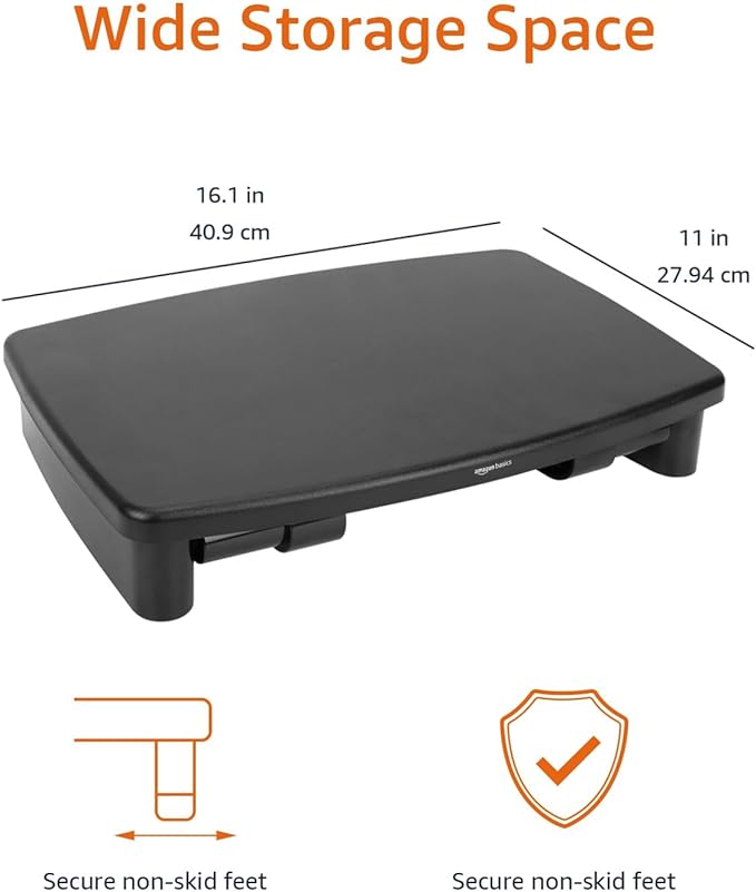 Amazon Basics Height Adjustable Rectangular Computer Monitor Riser Desk Stand - Image 4
