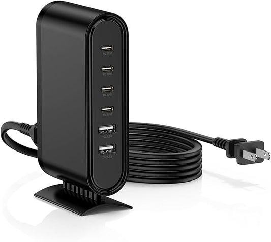 USB C Charger Block Fast Charging Station, 6-in-1 Desktop Charger Adapter by COONCXEN