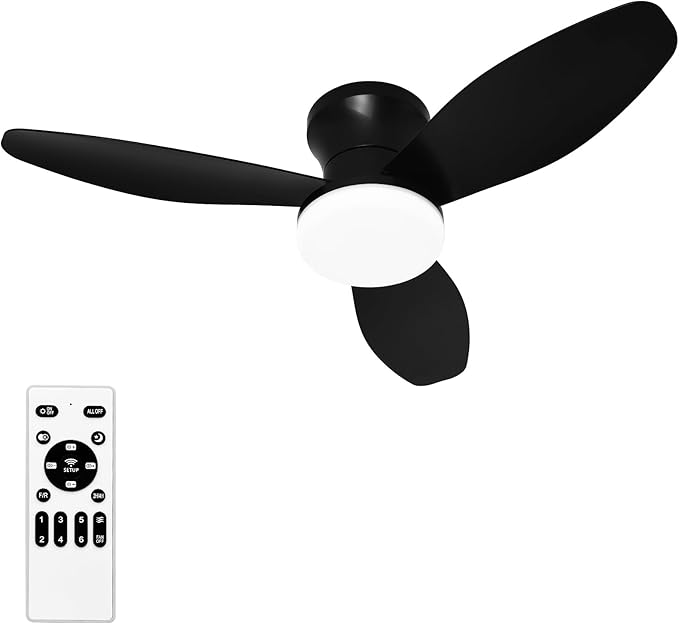 Glowall Small Ceiling Fan with Lights and Remote, 32 Inch Flush Mount, Small by Glowall
