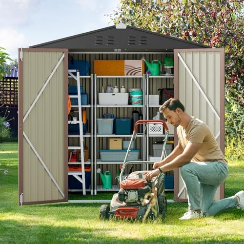 gizoon 6 x 4 ft outdoor storage shed, close-up detail