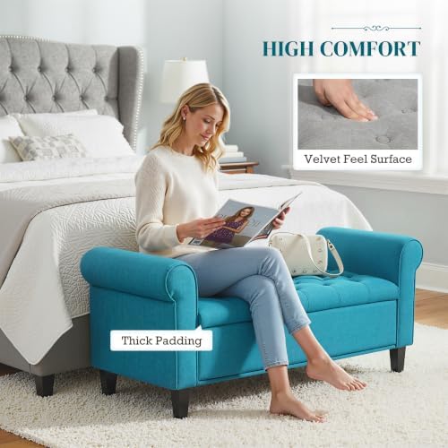 homcom storage ottoman bench 50" with lift top showing dimensions