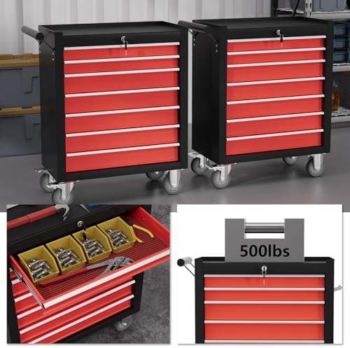 7-drawer tool chest,rolling tool cart with wheels,high capacity, package contents