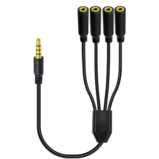 MysRuida 1.6ft 1/8” 3.5mm TRRS Extension Stereo Audio Cable, 1 Male to 4 Female by Unknown