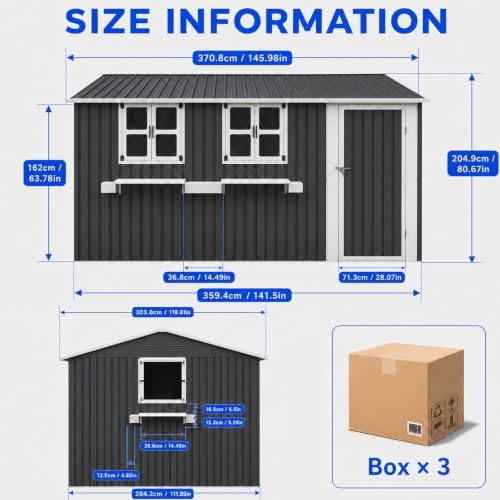 12x10 ft outdoor storage shed with 3 clear shown in use