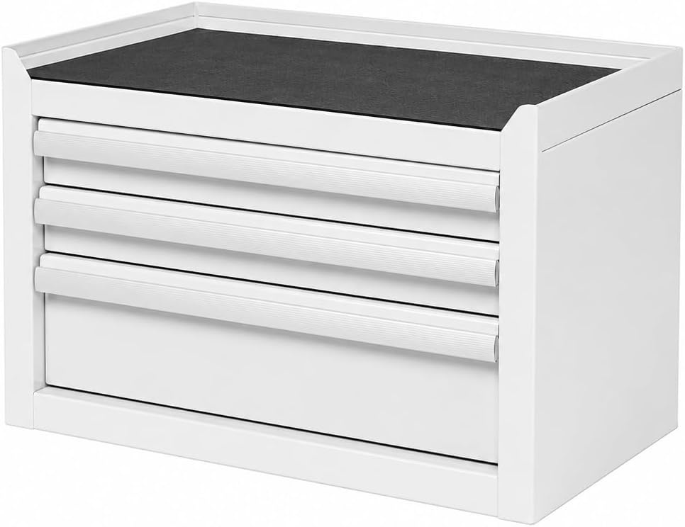 mini 3-drawer white steel tool box, main product view