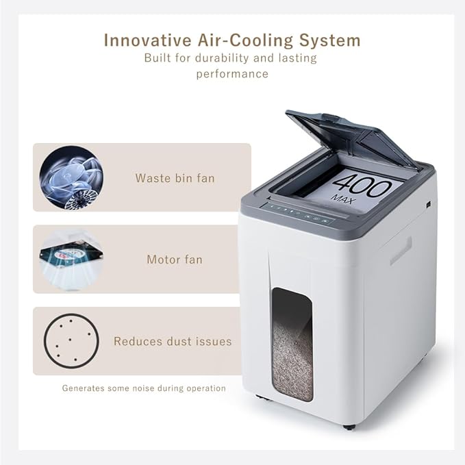 Effeluviate Heavy Duty Paper Shredder: 400 Sheets Auto Feed - Image 3