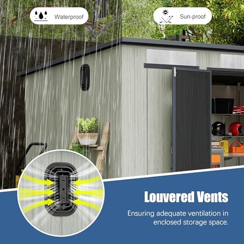 domi 6x11ft outdoor storage shed with double lockable on a desk or shelf