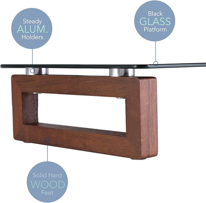YEOUX Black Glass Computer Monitor Stand Riser - Image 6