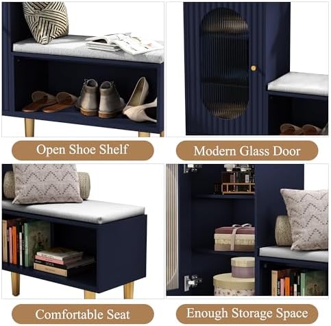 hlr storage bench set of 2, blue modern on a desk or shelf