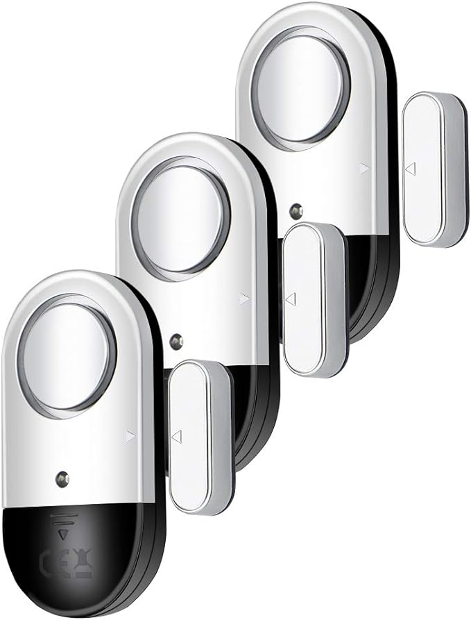 120 DB Loud Door and Window Open Alarm Sensor 3 Pack by Flyoukki