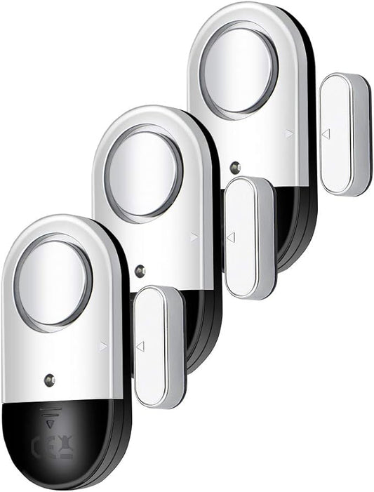 120 DB Loud Door and Window Open Alarm Sensor 3 Pack by Flyoukki