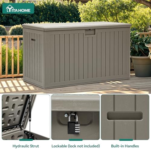 yitahome 220 gallon extra large deck box, side view