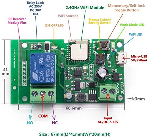 Newgoal wireless jog relay momentary/self-locking switch module DIY smart home - Image 5