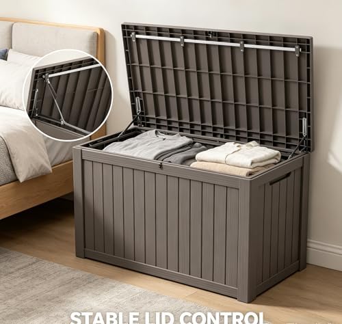 lausaint home 150 gallon resin deck box, package, package contents