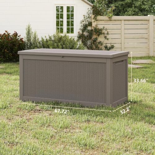 outdoor storage box 325gal waterproof resin deck box,pool shown in use
