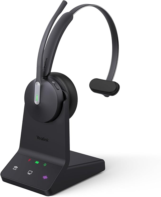 Yealink WH64 DECT & Bluetooth Mono UC Wireless Headset, 606ft Long Range Work by RedefineYourWorkplace