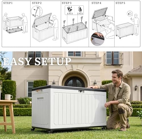 yitahome 90 gallon outdoor storage box with 6, view 9