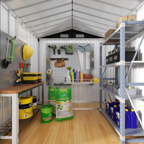 5.6 x 3.2 ft outdoor metal storage shed, close-up detail