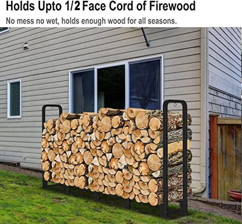 firewood rack outdoor 8ft heavy duty logs holder showing dimensions