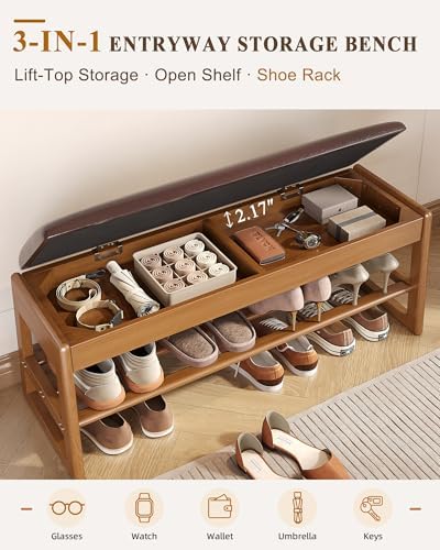 shoe rack bench with hidden storage, 2‑tier solid, package contents