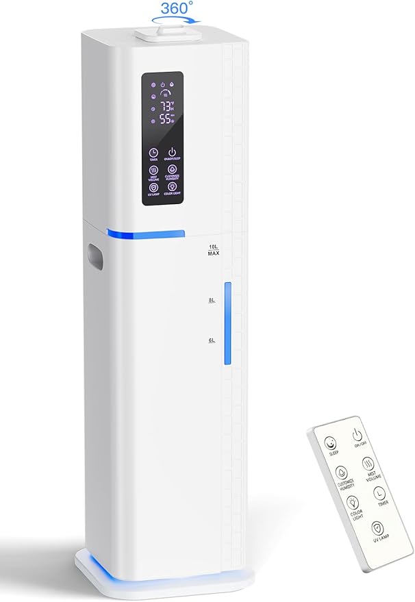 Zeova 10L/2.64Gal Humidifiers for Bedroom, Top Fill Quiet Ultrasonic Cool Mist by Zeova