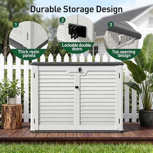 31 cu.ft outdoor storage, lockable vertical resin outdoor, close-up detail