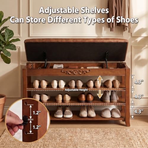 solid wood shoe rack bench entryway storage with showing dimensions