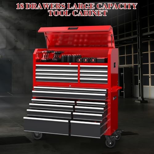 larbanke 60'' rolling tool chest combo, 18-drawer heavy on a desk or shelf
