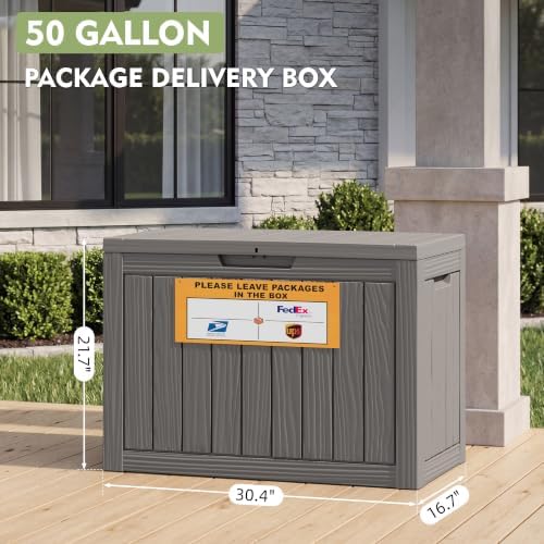 package delivery box for outside with sign 50 shown in use