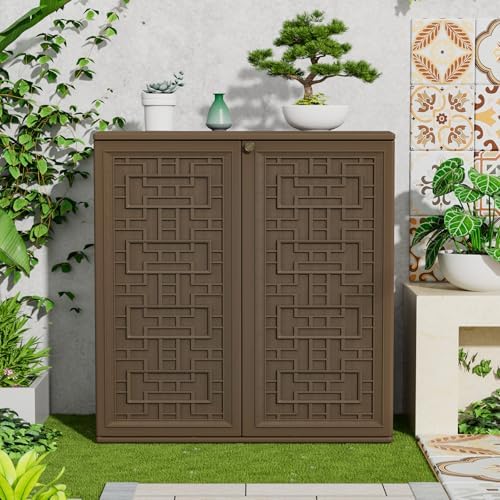 homspark indoor/outdoor storage cabinet with doors and shelf, package contents