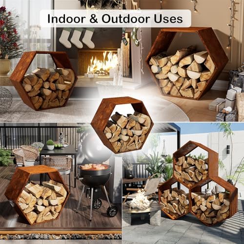 firewood log rack, heavy-duty hexagon, indoor & outdoor, package contents
