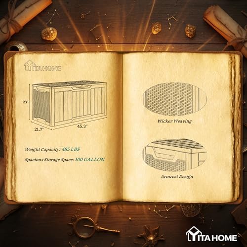 yitahome 100 gallon large outdoor storage box, front angle view