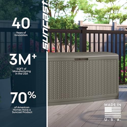 suncast xl deck box, 124 gal, resin wicker, view 9