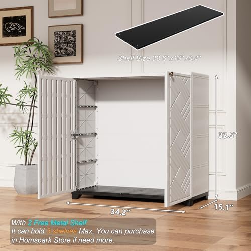 homspark indoor/outdoor storage cabinet with doors and 2, close-up detail