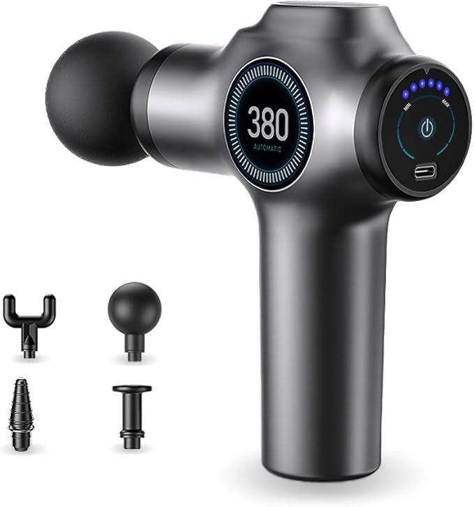 TISSCARE Percussion Massage Gun – 6 Speeds, 4 Attachments by TISSCARE
