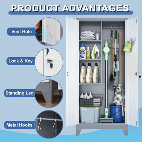 metal garage storage cabinets with lock- 61" tall, side view