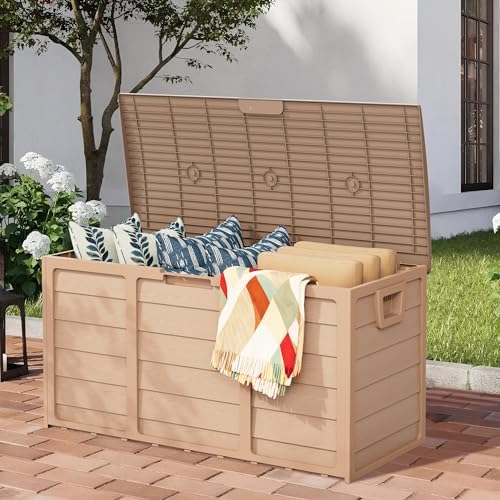 75 gallon outdoor deck box - heavy duty shown in use